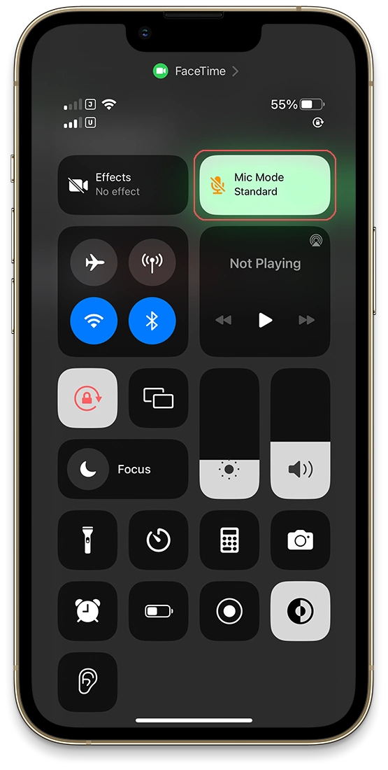 Select Mic Mode on a FaceTime call