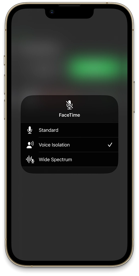 Choose FaceTime Voice Isolation on iPhone