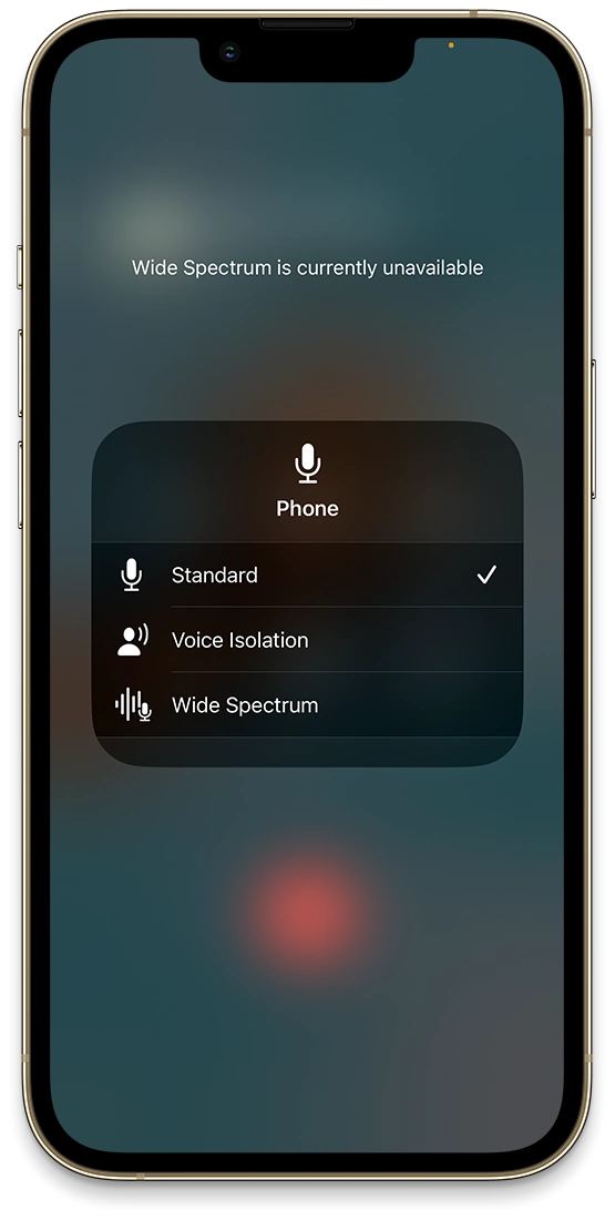 Select Standard to disable iPhone Voice Isolation