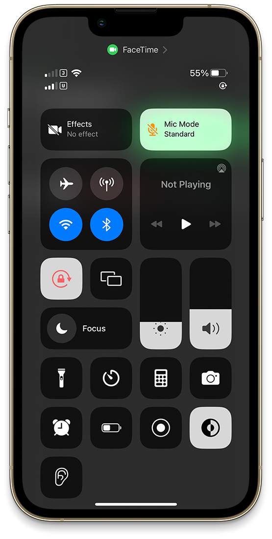 Go to iPhone Control Center while on FaceTime call