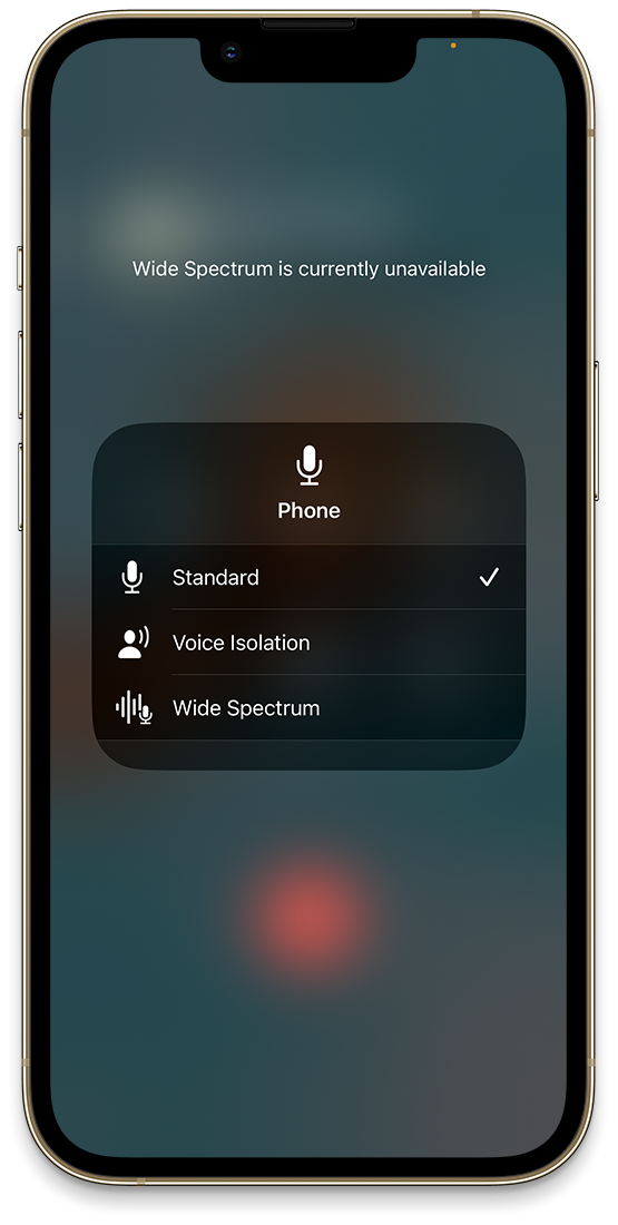 Select Standard to disable iPhone Voice Isolation