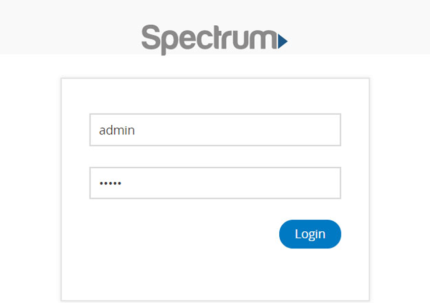 Login Spectrum Modem with Administrator username and password